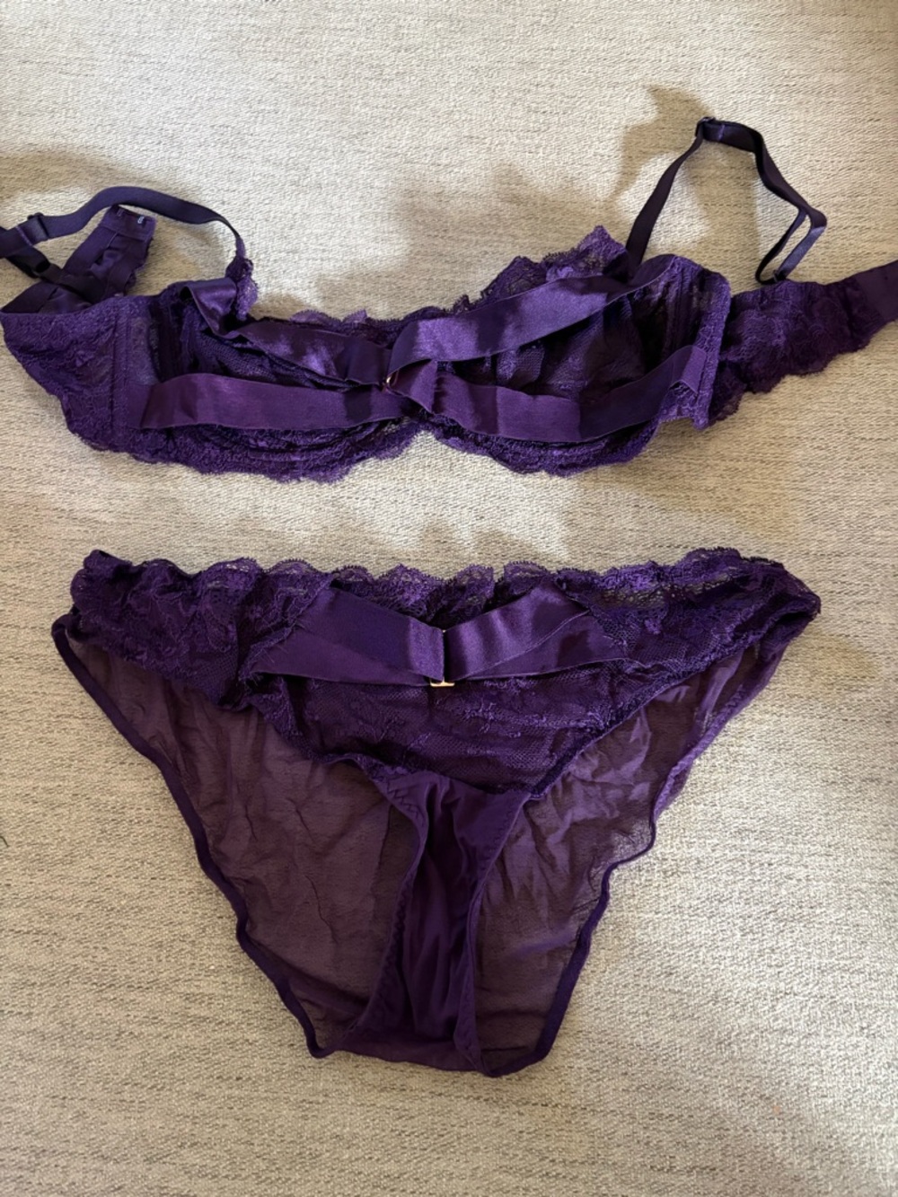 Adore Me Purple Lace Underwire Bra & Bikini Set